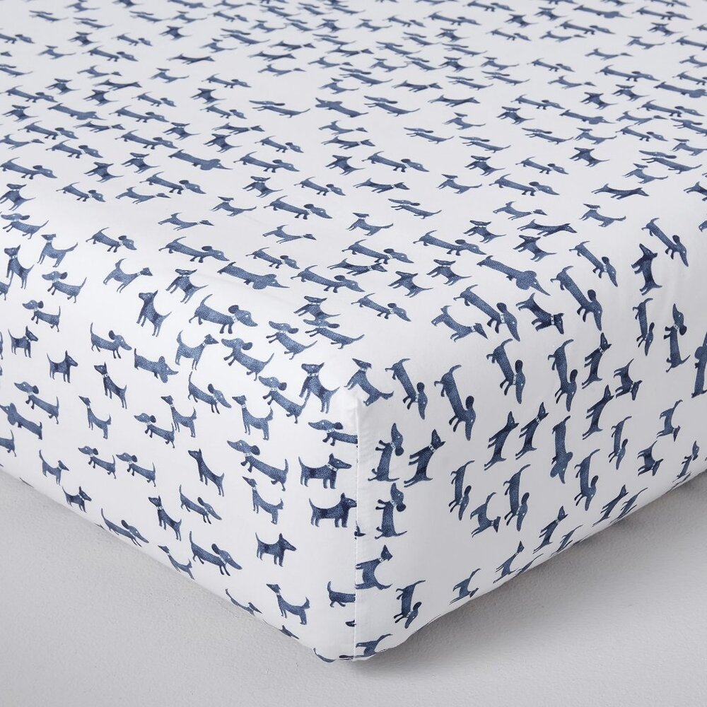 Pottery Barn Kids Watercolor Dog Organic Crib Fitted Sheet - Picture 5 of 5